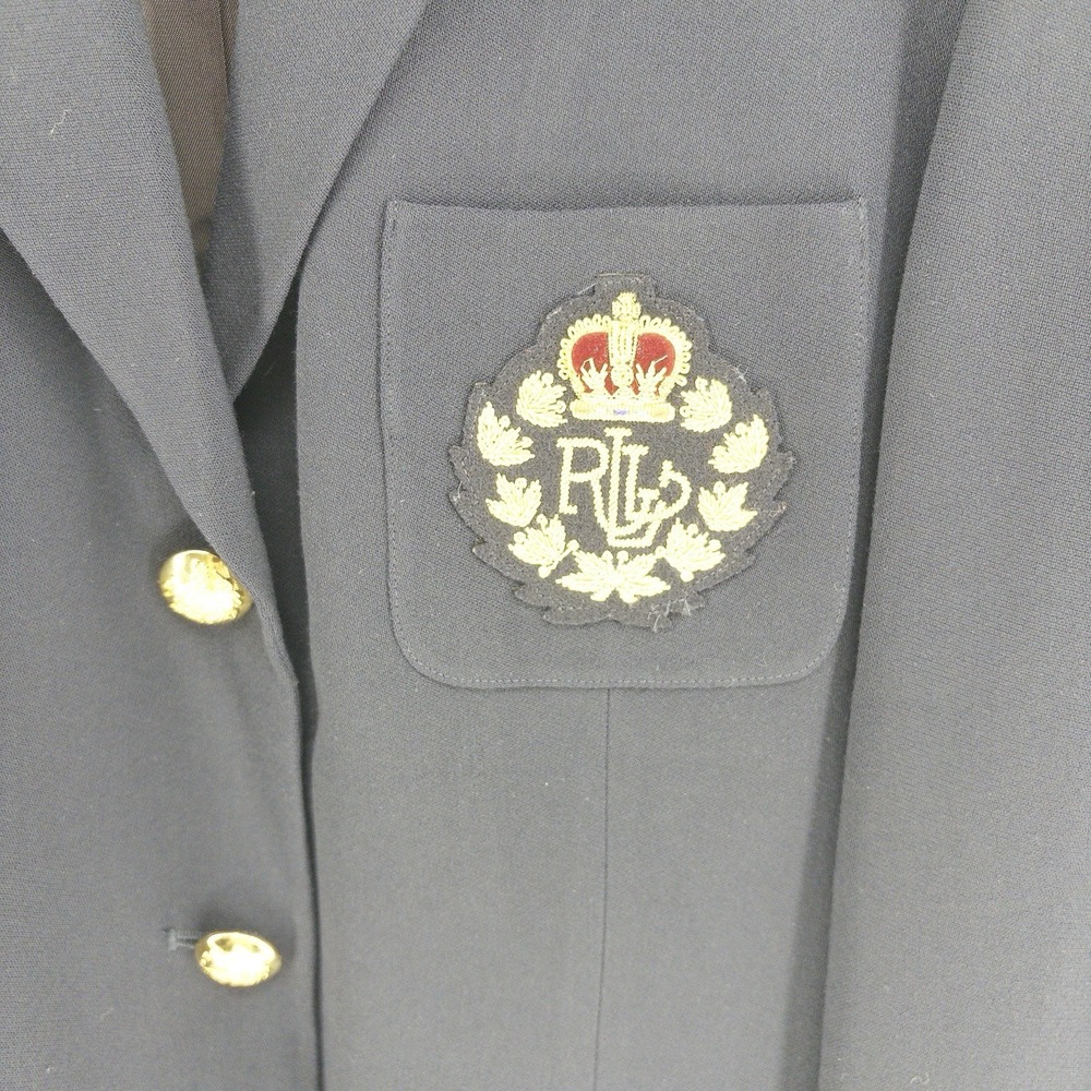 VTG Ralph Lauren Navy Blazer Royal Crest Gold Button Double Breasted Wool * 12P - Picture 6 of 12